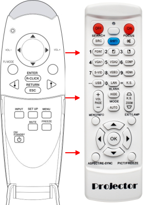 Replacement remote control for Fujitsu SCENICVIEW XP70
