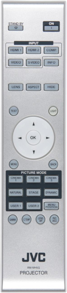 Replacement remote for JVC DLAHD750BU, PB0065884U9, RMMH2GB