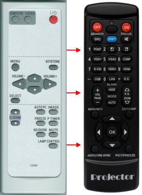 Replacement remote control for Oki P15X