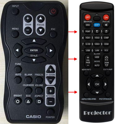 Replacement remote control for Casio XJ-A155