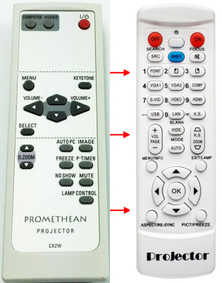 Replacement remote control for Promethean PRM-30A