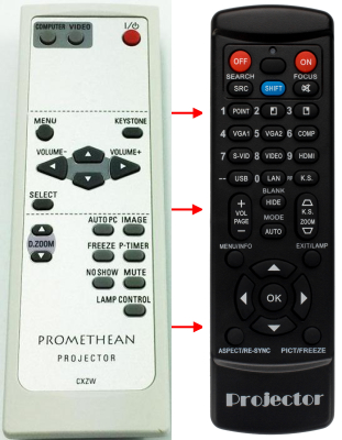 Replacement remote control for Promethean PRM-10
