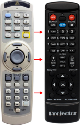 Replacement remote for Mitsubishi XD460U XD450U XL4U X500U
