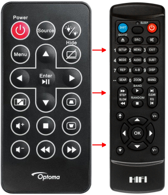 Replacement remote control for Optoma BR-ML55N