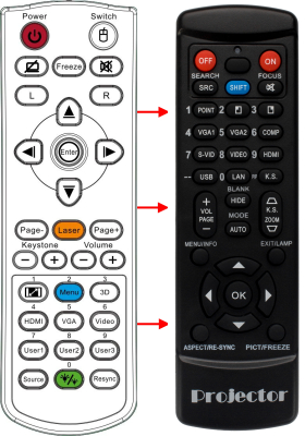 Replacement remote control for Optoma GT5000
