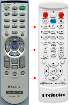 Erstatnings-fjernbetjening til  Sony VPL-CX76