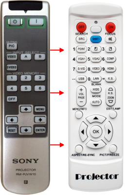 Control remoto de sustitución para Sony VPL-VW11HT