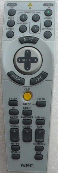 Replacement remote control for Nec NP3250W