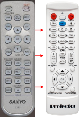Replacement remote control for Sanyo PLV-Z4
