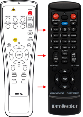 Replacement remote control for BenQ SP870