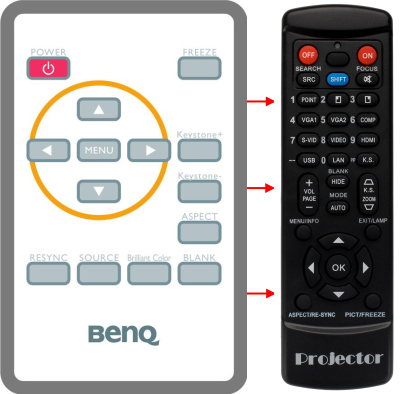 Replacement remote control for BenQ MP523