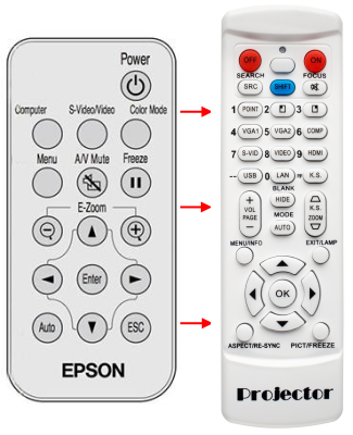 Erstatnings-fjernbetjening til  Epson EMP-54