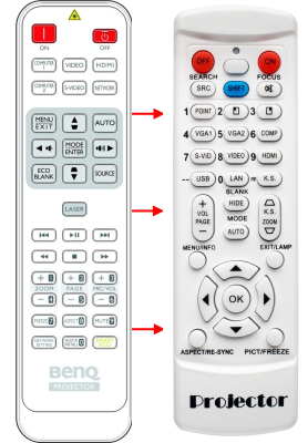 Replacement remote control for BenQ MX806ST