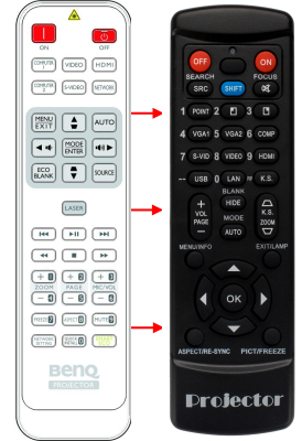 Replacement remote control for BenQ MX631ST