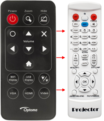 Replacement remote control for Optoma ML300