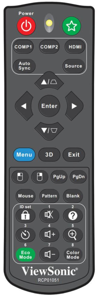 Replacement remote control for Viewsonic RCP01051