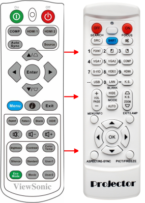Replacement remote control for Viewsonic PX747-4K