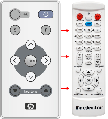 Replacement remote control for Hp VP6100