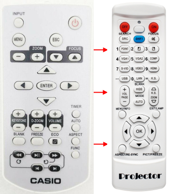 Replacement remote control for Casio XJ-A242