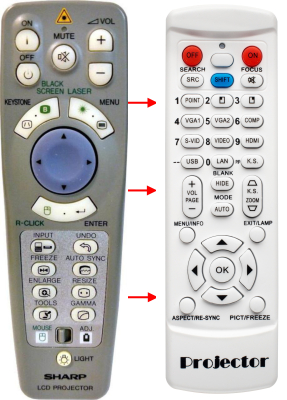 Replacement remote control for Sharp PG-C30XE