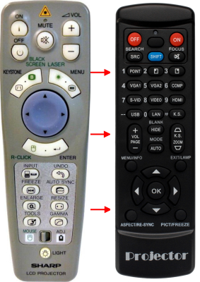 Replacement remote control for Sharp PG-C30XU