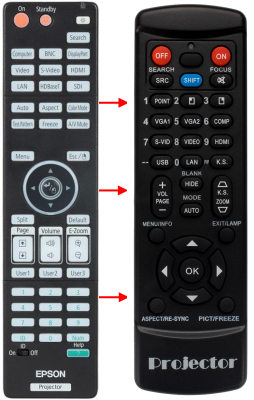 Replacement remote control for Epson EB-G6150