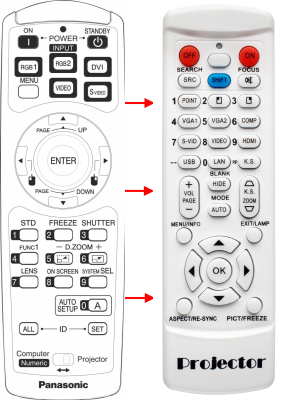 Replacement remote for Panasonic PT-DW5000U PT-DW5000UL PT-D5600E PT-LC50