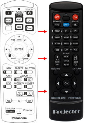 Replacement remote for Panasonic PT-D5600EL PT-DW5000E PT-DW5000EL