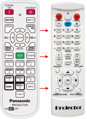 Replacement remote for Panasonic PT-EW630UL PT-EZ570EL PT-EZ570E PT-EW630E