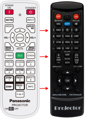 Replacement remote for Panasonic PT-DZ8700 PT-EX600UL PT-EX600U PT-EX600EL