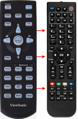Replacement remote for Viewsonic A00008938, PRO8200