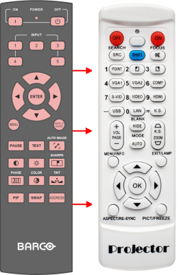Replacement remote for Barco RLM-W14 RLM-W8 RLS-W12 RLM-W6