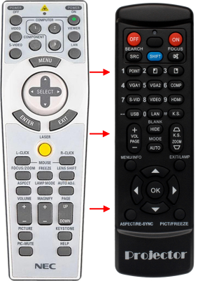 Replacement remote control for Nec 79TD5521