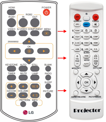 Replacement remote control for LG BX30C