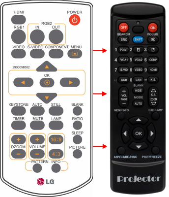 Replacement remote control for LG BX27C