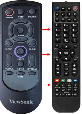 Replacement remote for Viewsonic A00003062, A00008053, PJ558D