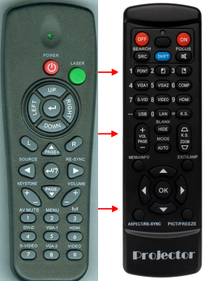 Replacement remote for Optoma TX765W TX779P-3D