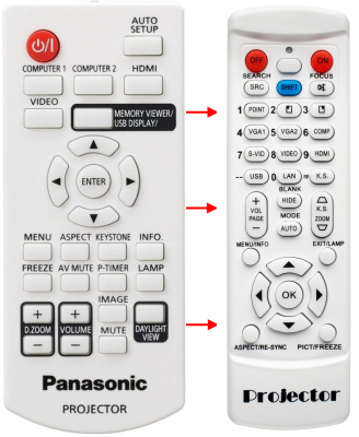 Replacement remote for Panasonic PT-LB330 PT-LB280 PT-TW230EA PT-TW231R