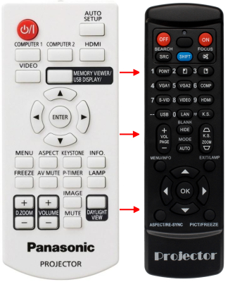 Ny fjernbetjening til  Panasonic PT-LW280 PT-LB360