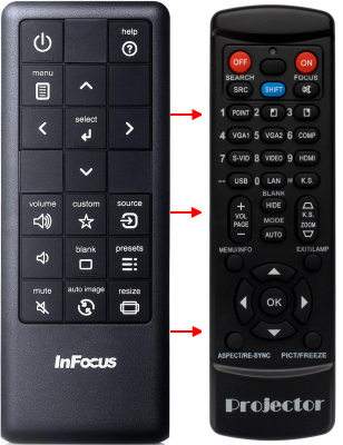 Replacement remote for Infocus F5500 F5530