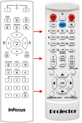 Replacement remote for Infocus IN5316HDA