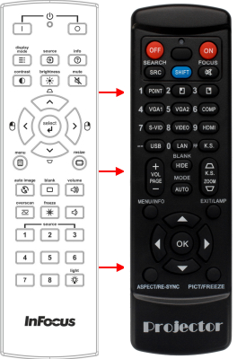 Replacement remote control for Infocus IN3118HD