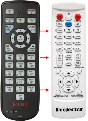 Replacement remote control for Eiki LC-HDT1000