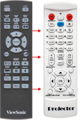 Replacement remote control for Viewsonic PRO8100