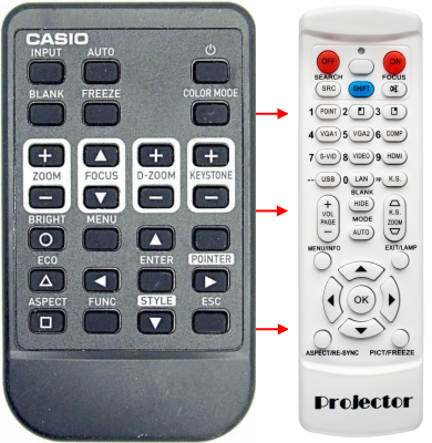 Replacement remote control for Casio XJ-S31
