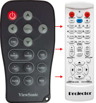 Replacement remote control for Viewsonic PJ551D