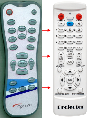 Replacement remote control for Optoma H77