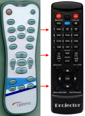 Replacement remote control for Optoma H76