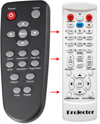 Replacement remote control for Optoma EP7150