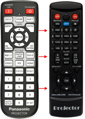 Replacement remote for Panasonic PT-RZ670LW PT-RW630W PT-DZ770E